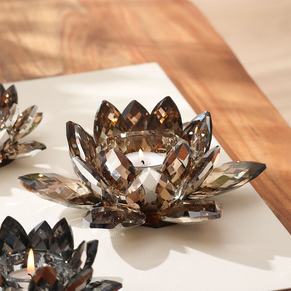 Sparkle Crystal Candle Holder - Amber