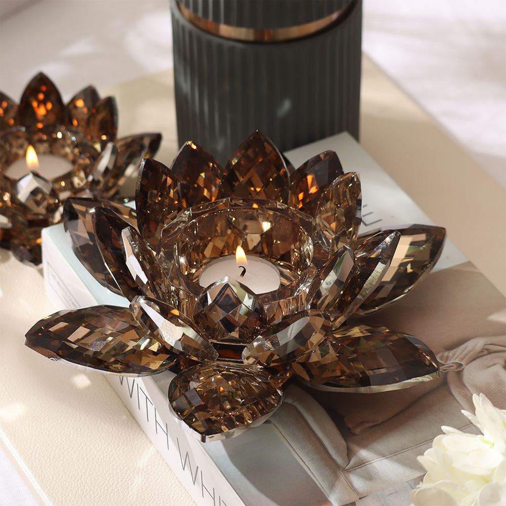 Sparkle Crystal Candle Holder - Amber