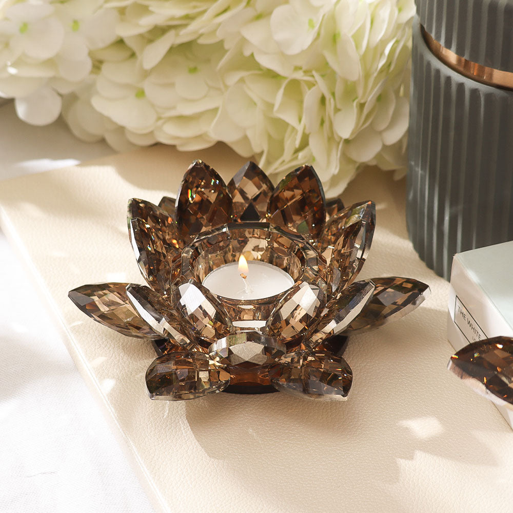 Sparkle Crystal Tealight Holder - Amber