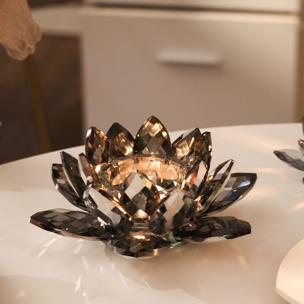 Sparkle Crystal Candle Holder - Smoke