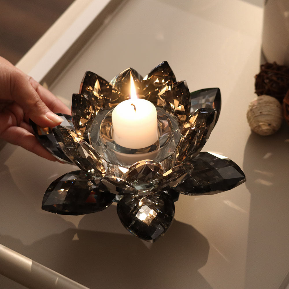 Sparkle Crystal Candle Holder - Smoke