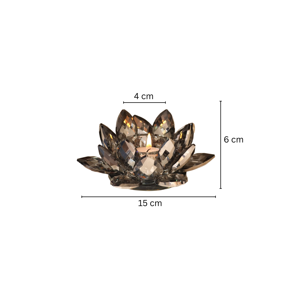 Sparkle Crystal Tealight Holder - Smoke