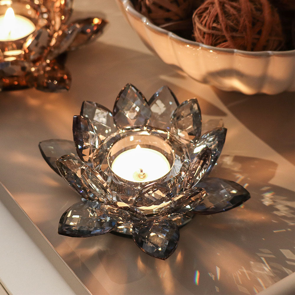 Sparkle Crystal Tealight Holder - Smoke