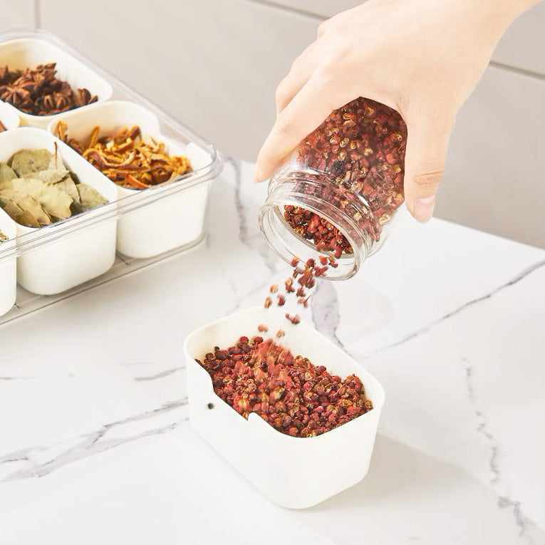 Rectangular Spice Storage Box with Lid - Cream