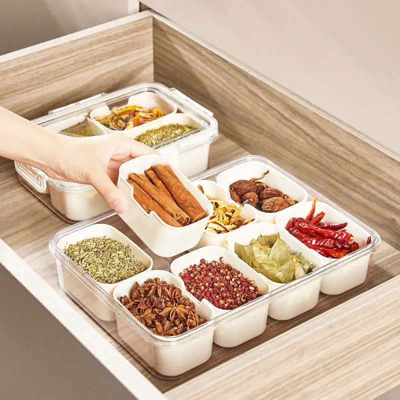 Rectangular Spice Storage Box with Lid - Cream