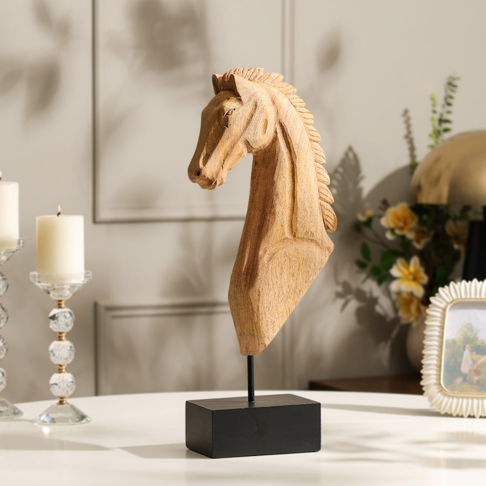 Spirit Horse Wooden Sculpture Large - Natural Black
