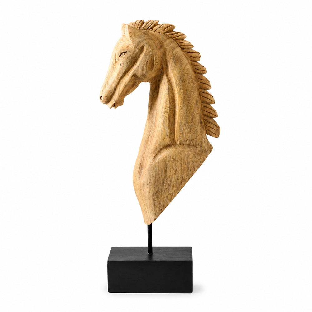 Spirit Horse Wooden Sculpture Large - Natural Black