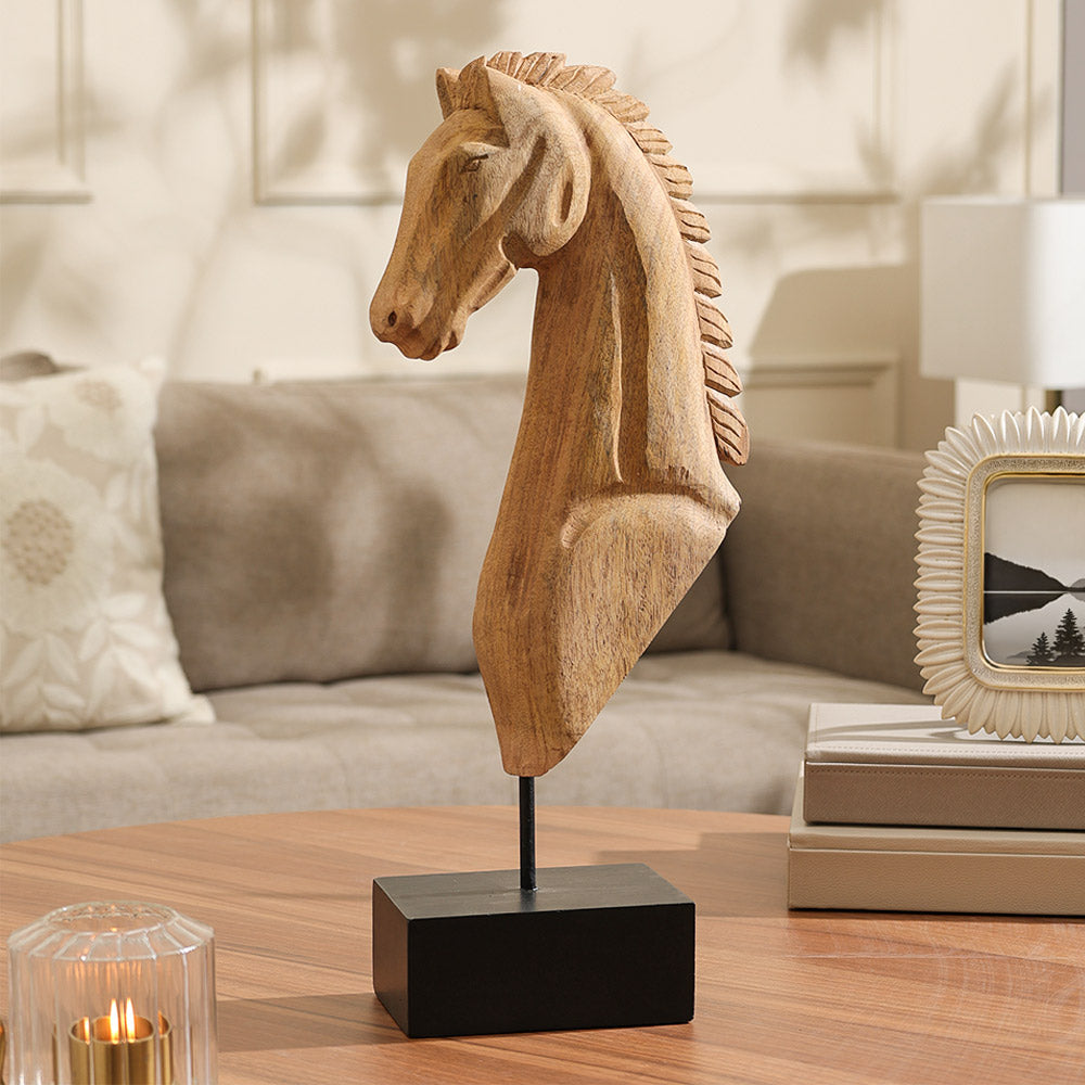 Spirit Horse Wooden Sculpture Large - Natural Black