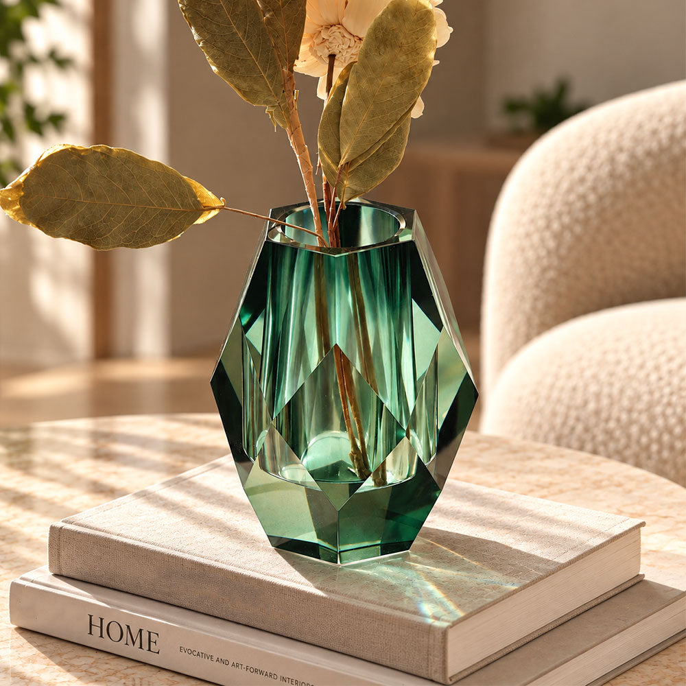 Grandeur Crystal Vase Small - Turquoise