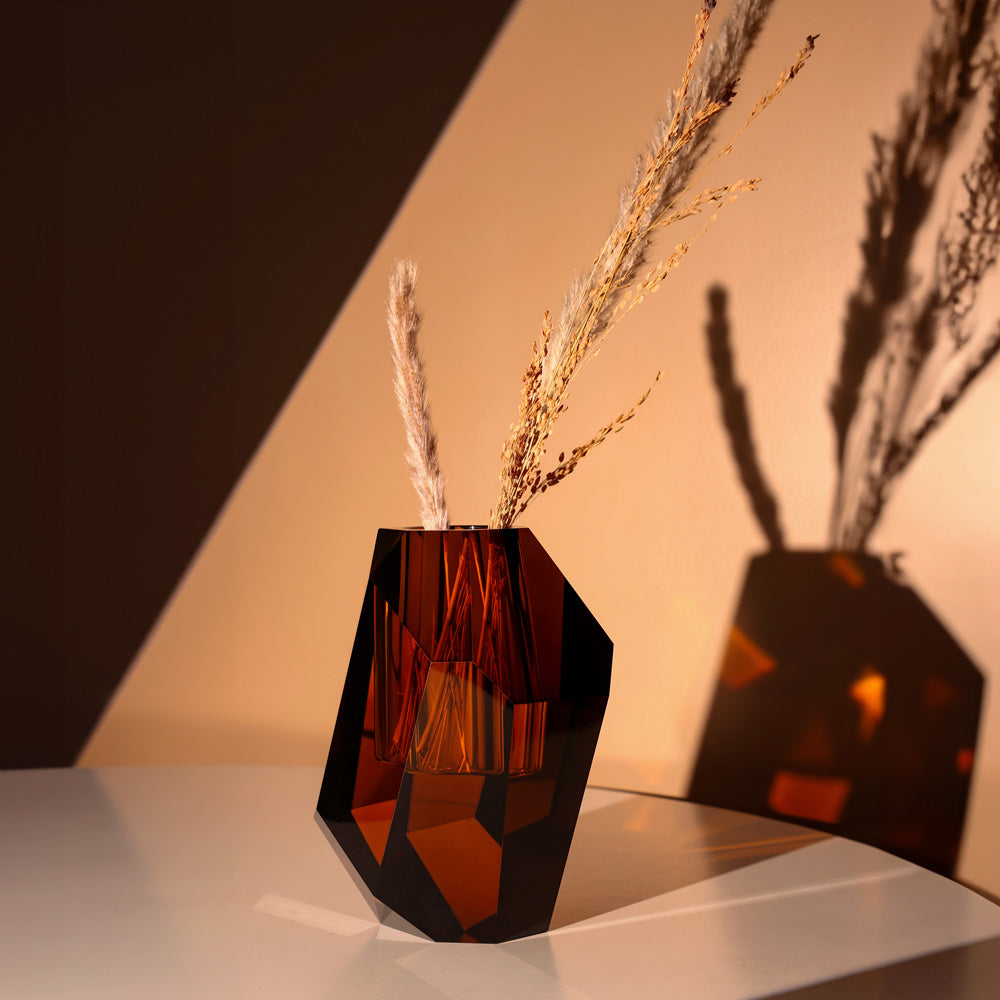 Splendour Crystal Vase - Amber