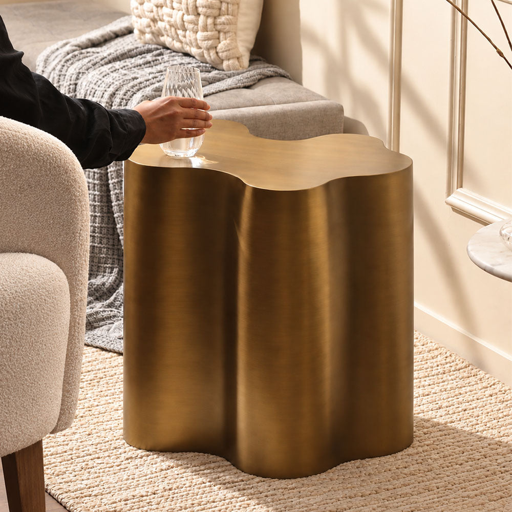 Spritz Column Side Table - Dark Gold