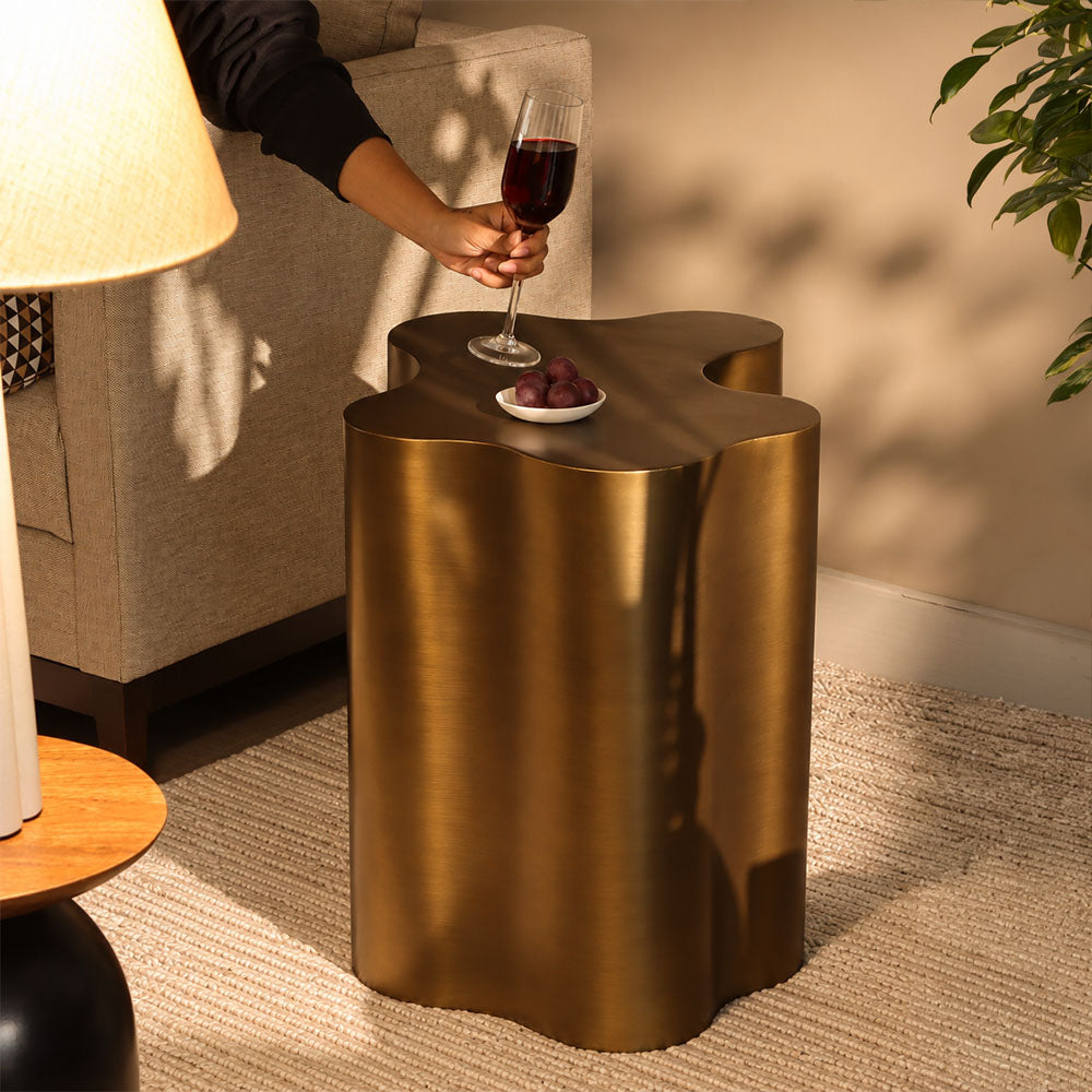 Spritz Column Side Table - Dark Gold