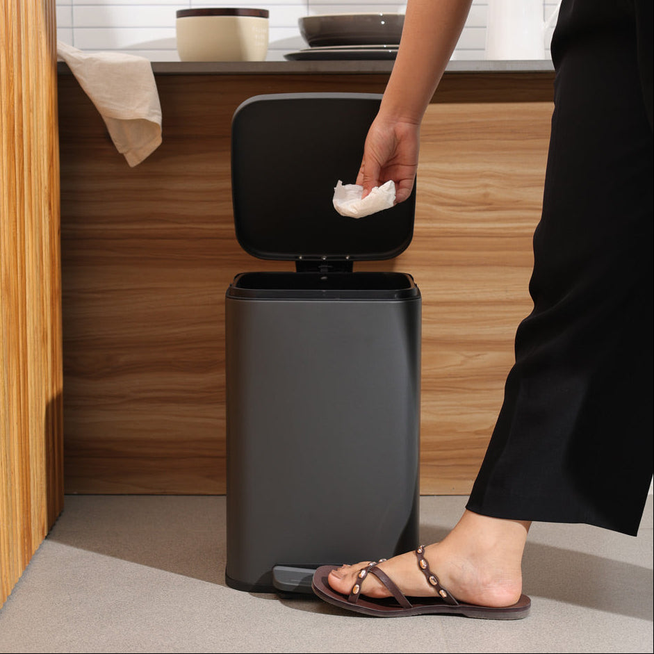 Beck Square Pedal Bin 13L - Dark Grey