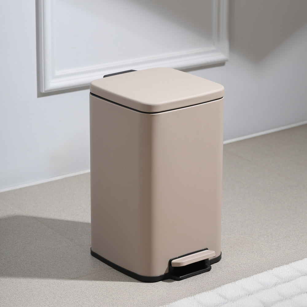 Beck Square Pedal Bin 8L - Taupe Grey