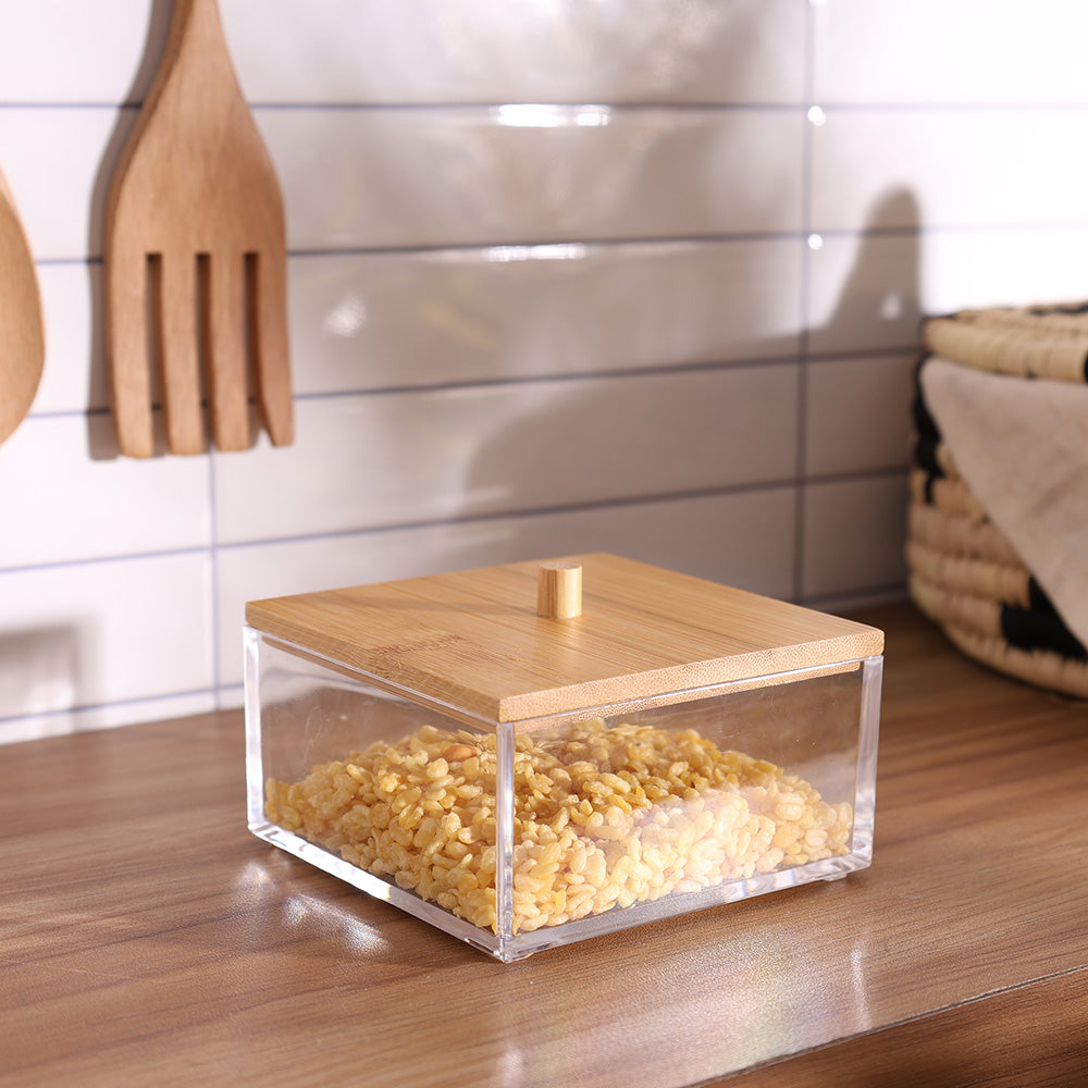 Tabz Square Storage Jar With Bamboo Lid - Short