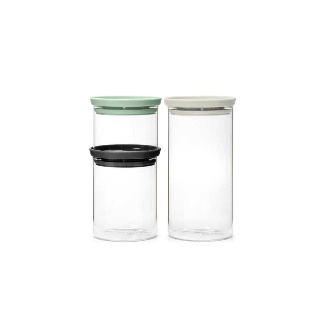 Stackable Glass Jars, Set of 3 - Mixed