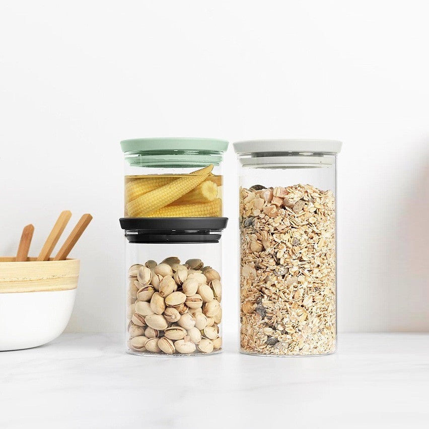 Stackable Glass Jars, Set of 3 - Mixed