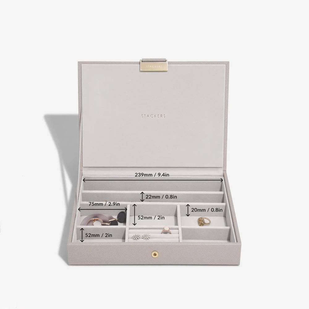 Raffia Jewellery Box with Lid Medium - Taupe