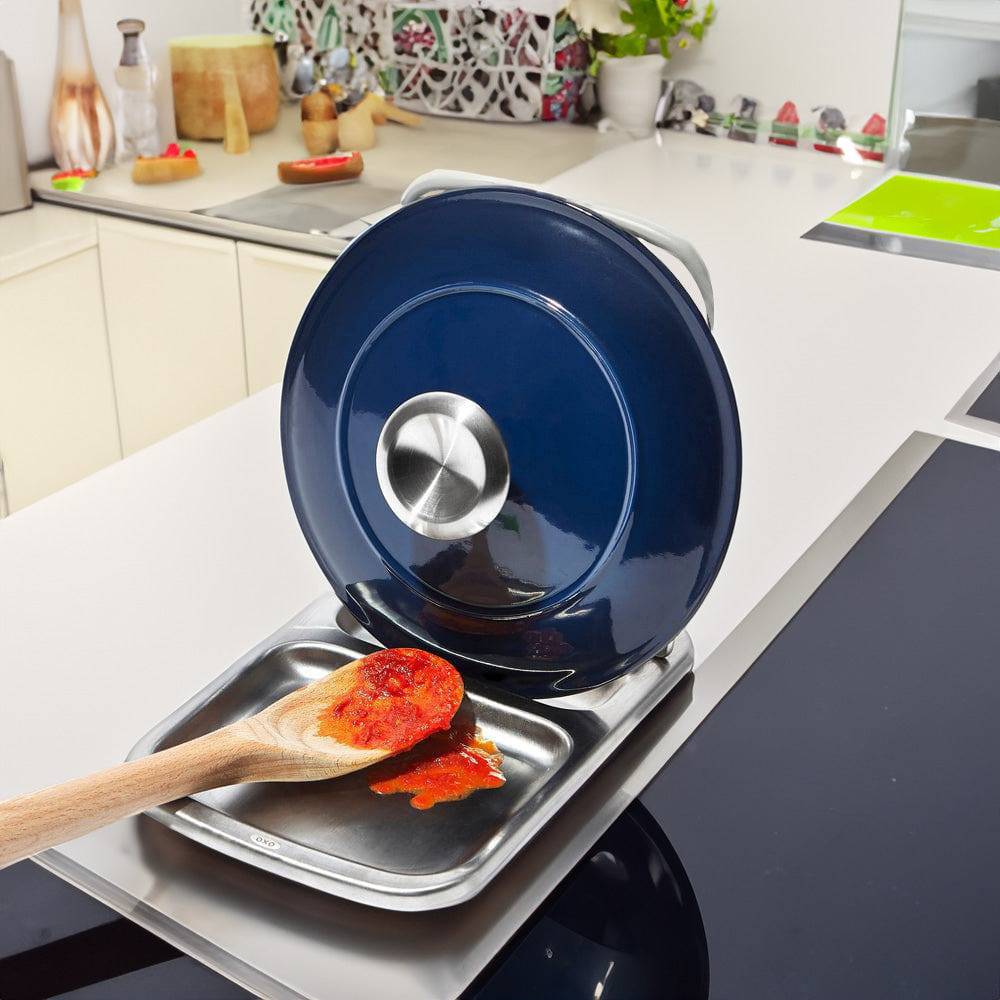 Stainless Steel Spoon Rest with Lid Holder