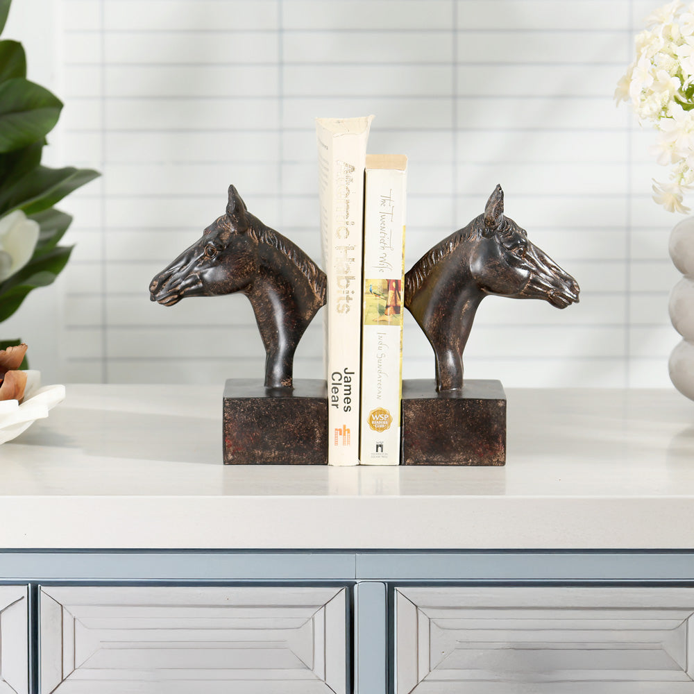 Stallion Bookends, Set of 2 - Walnut