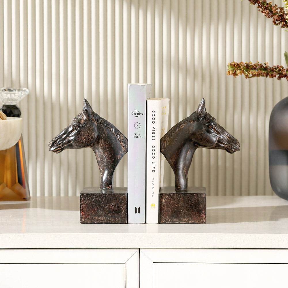 Stallion Bookends, Set of 2 - Walnut
