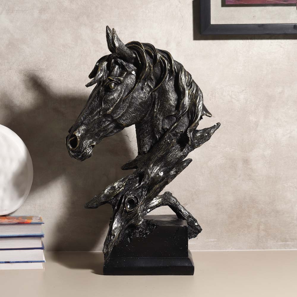 Stallion Head Sculpture Large - Charcoal