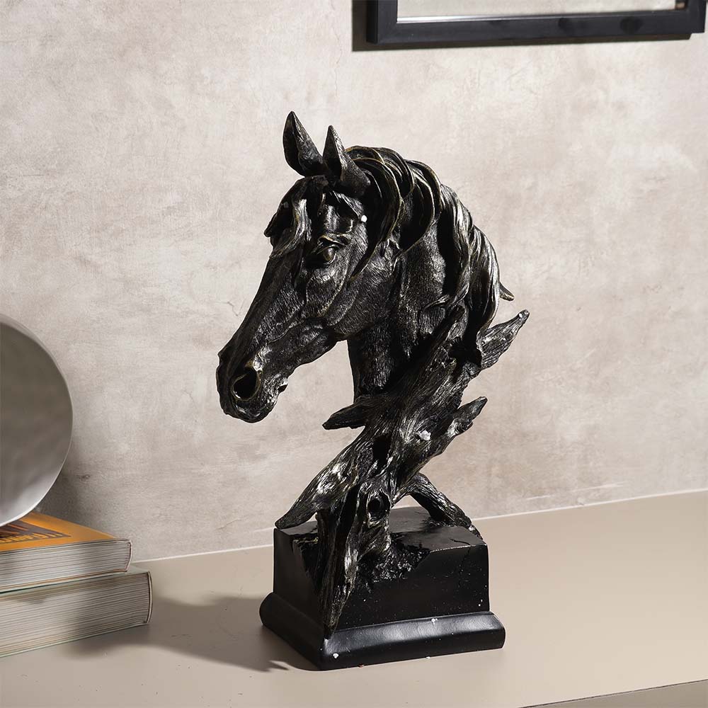Stallion Head Sculpture Large - Charcoal