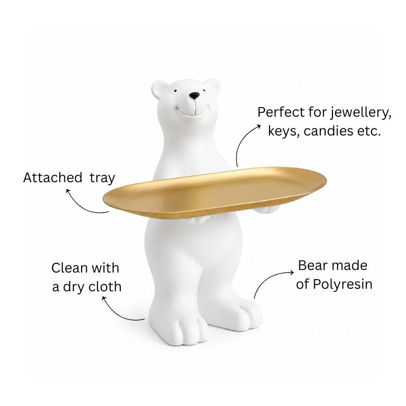 Standing Bear Sculpture with Trinket Tray