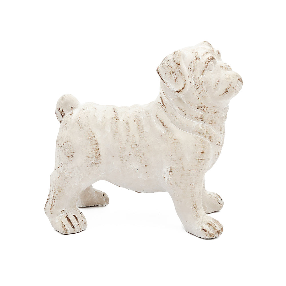 Standing Bulldog Concrete Sculpture Medium - Vintage White
