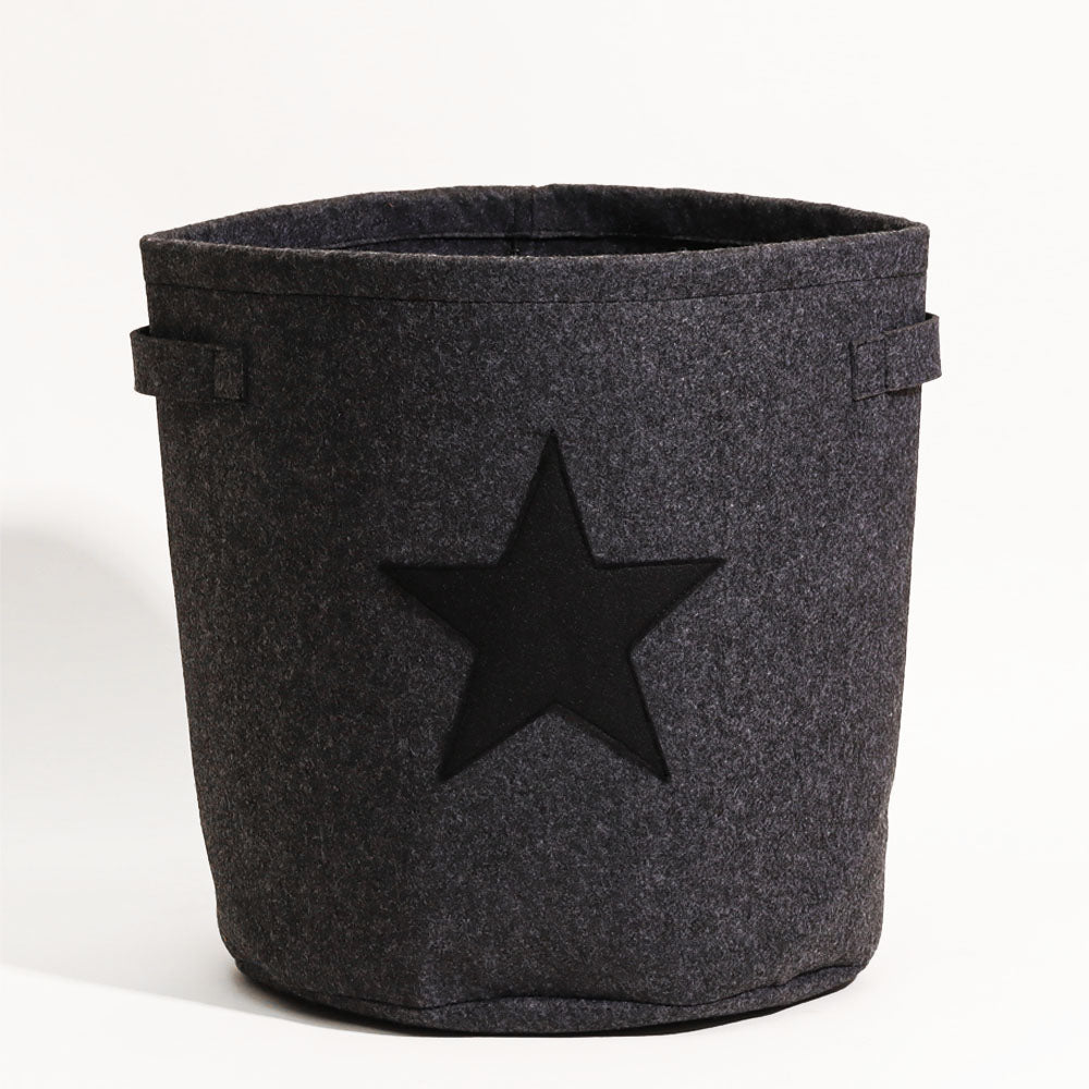 Star Felt Storage Basket Large - Black Grey
