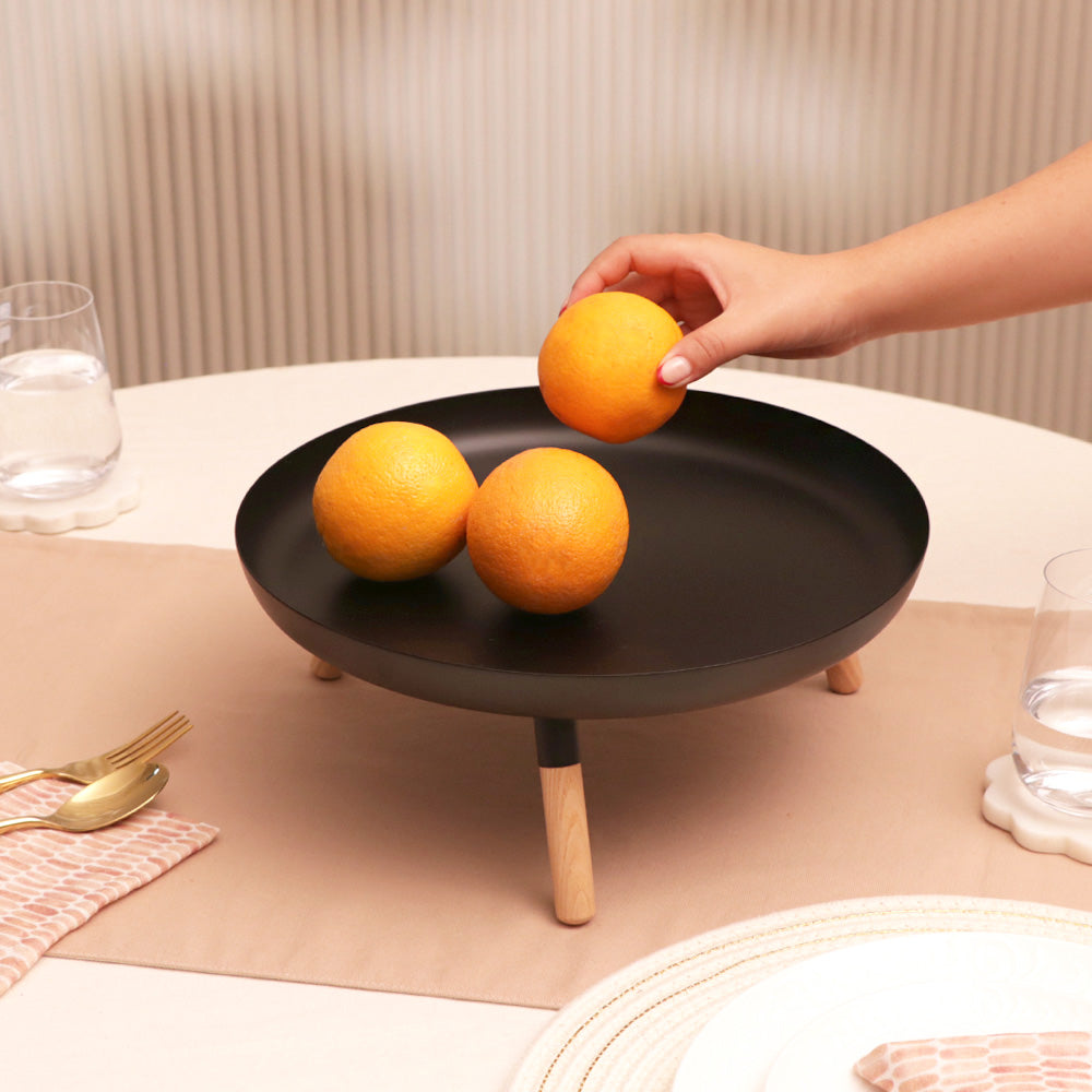 Stark Elevated Serving Plate - Black Natural