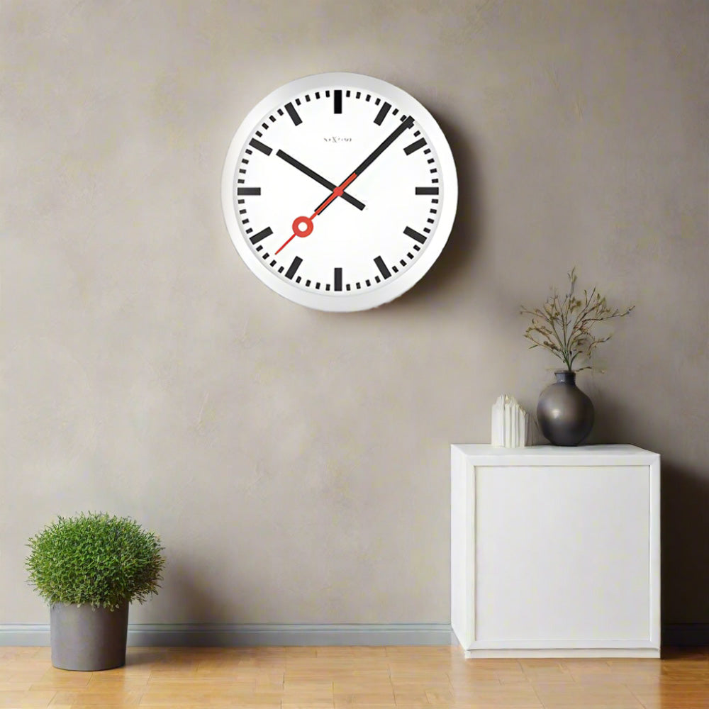 Station Stripe Wall Clock 35cm - Brushed Aluminum