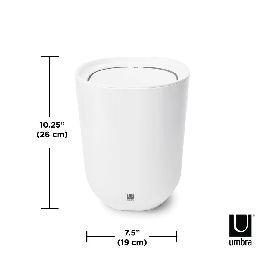 Step Trash Can with Lid - White