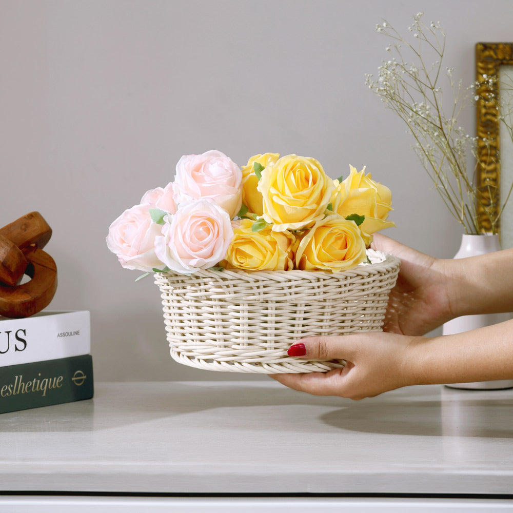 Stora Round Basket Medium - Ivory