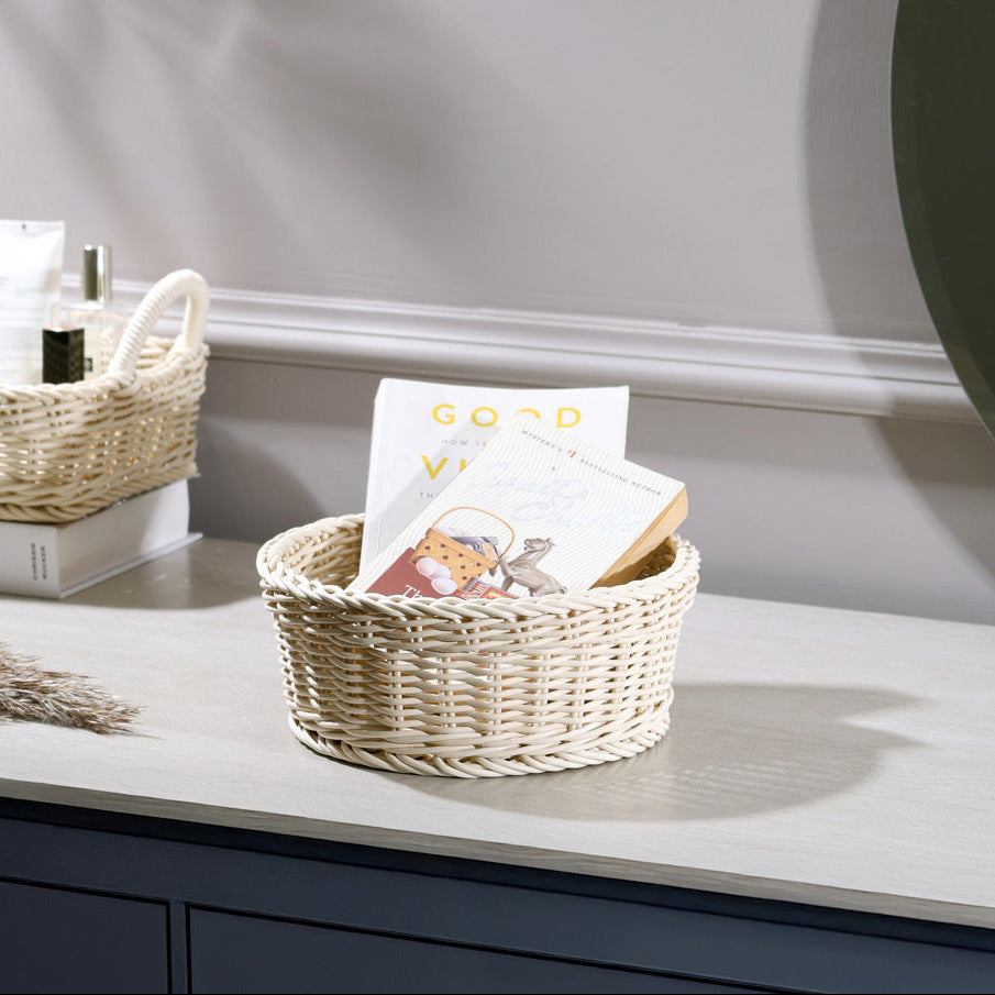 Stora Round Basket Medium - Ivory