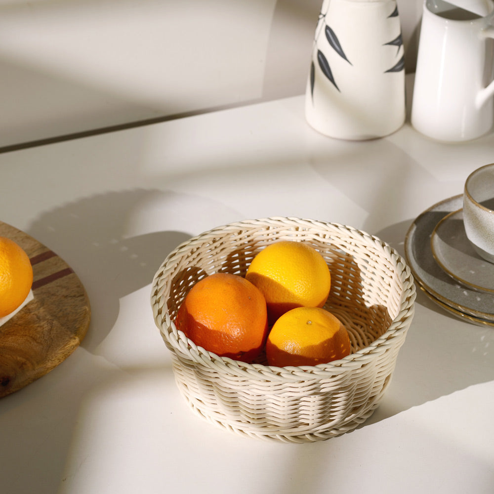 Stora Round Basket Medium - Ivory