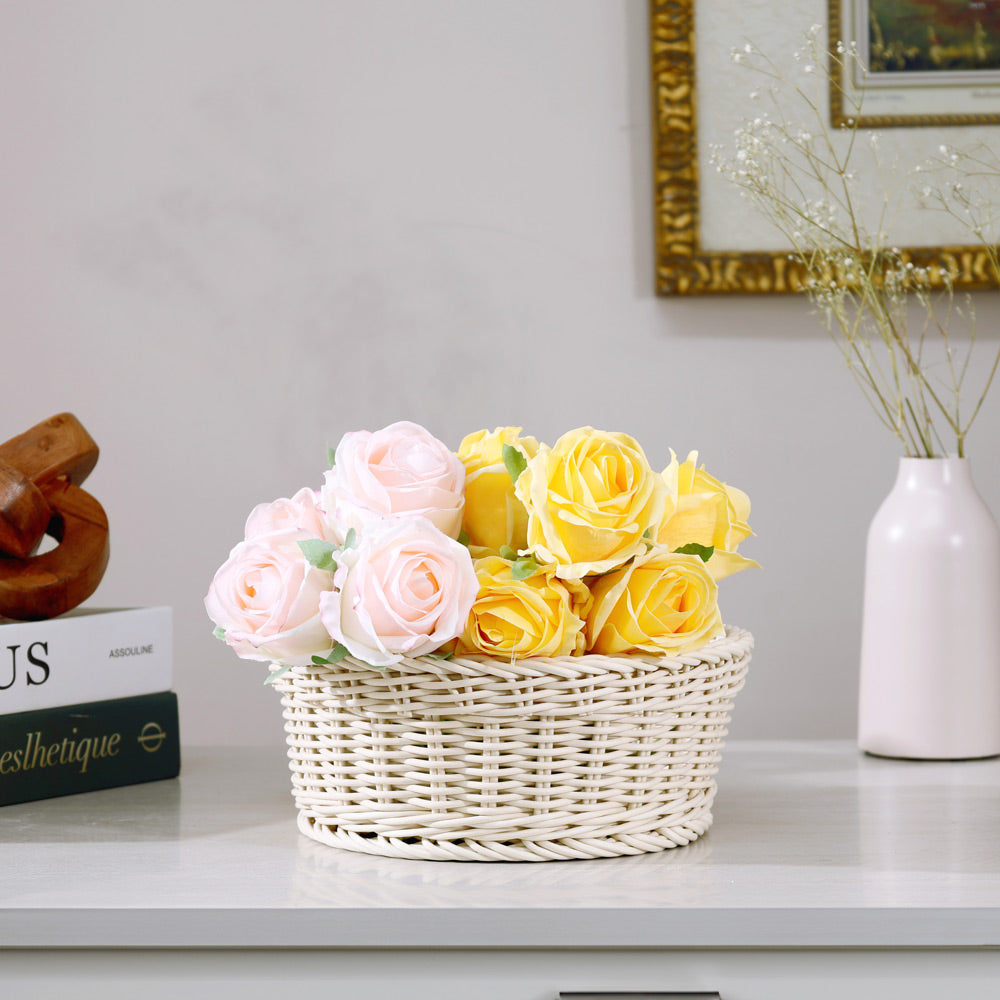 Stora Round Basket Medium - Ivory