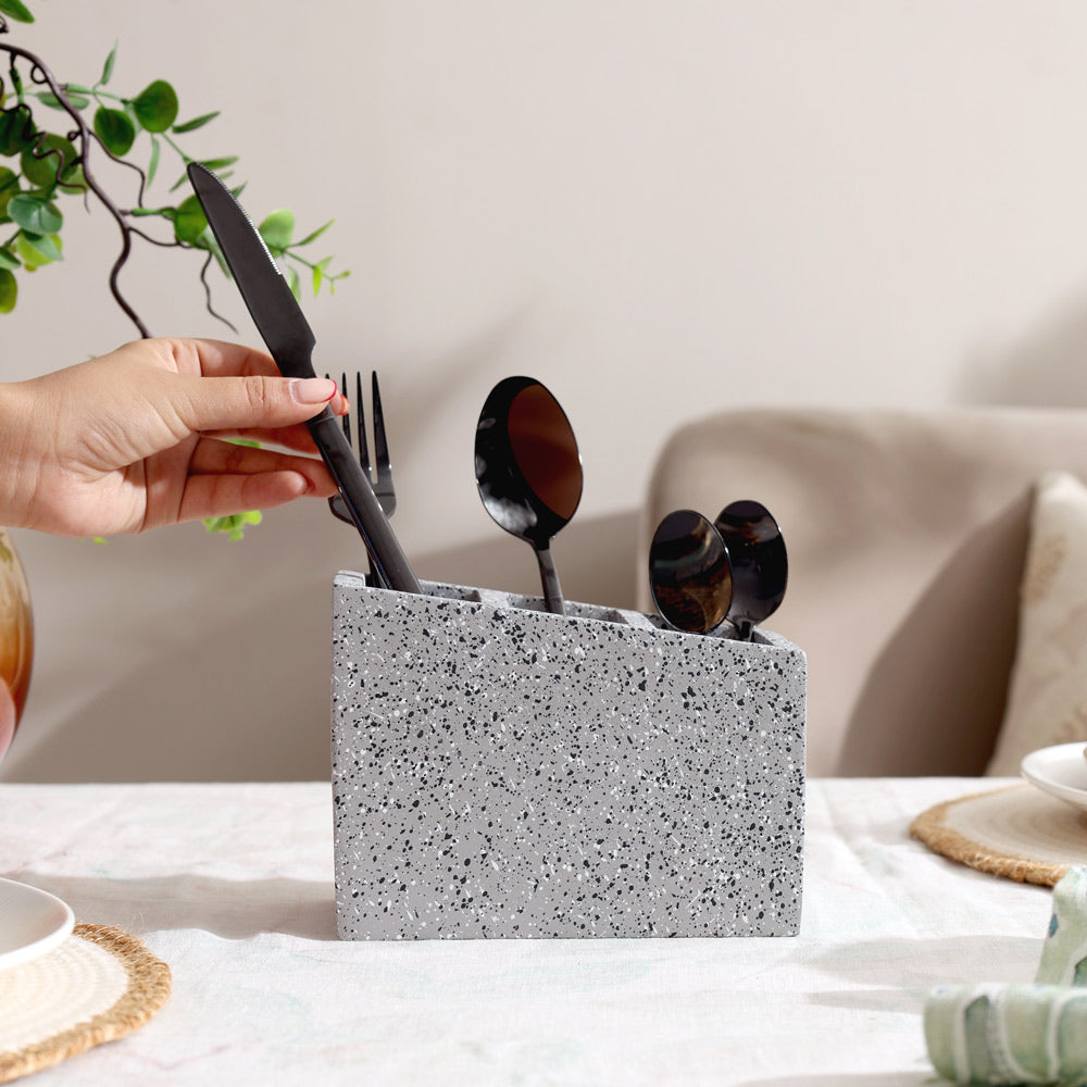Stora Concrete Cutlery Organiser - Speckled Grey