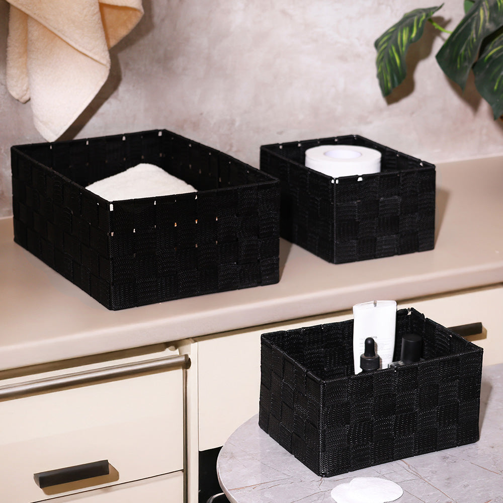 Otto Storage Baskets, Set of 3 - Black