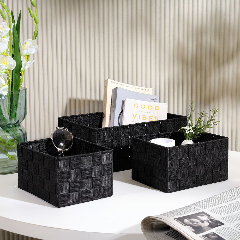 Otto Storage Baskets, Set of 3 - Black