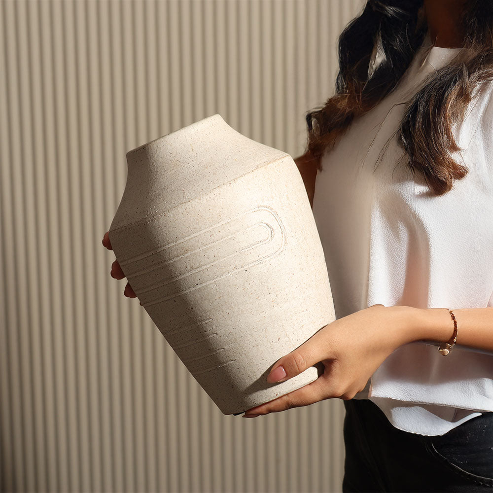 Storme Terracotta Vase Medium - Speckled Grey