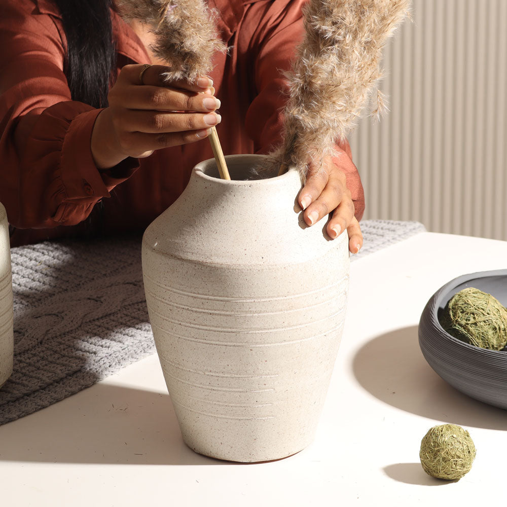 Storme Terracotta Vase Medium - Speckled Grey