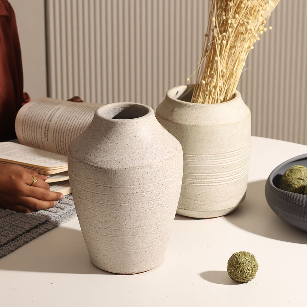 Storme Terracotta Vase Medium - Speckled Grey