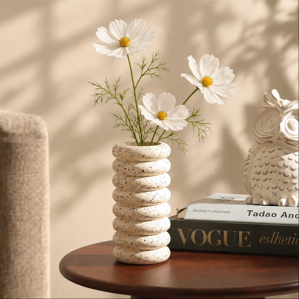 Strata Concrete Vase Small - Speckled Cream