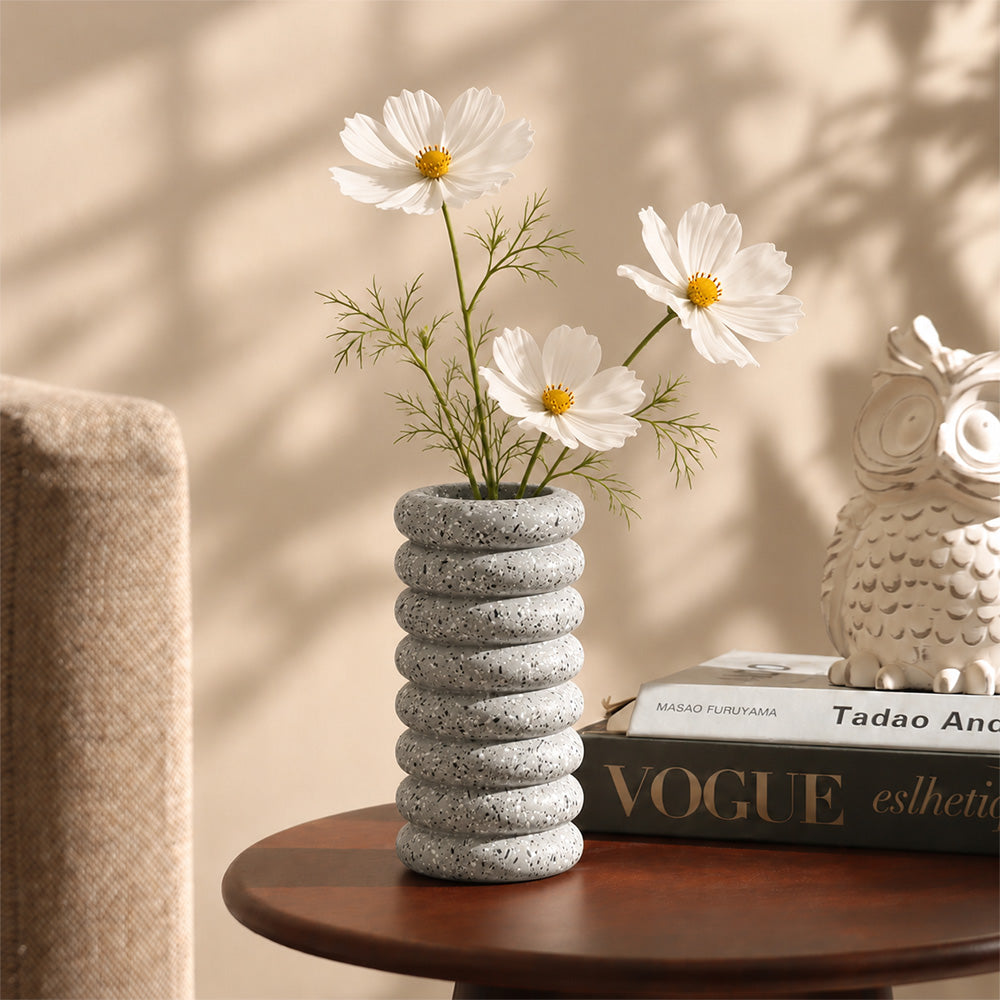 Strata Concrete Vase Small - Speckled Grey
