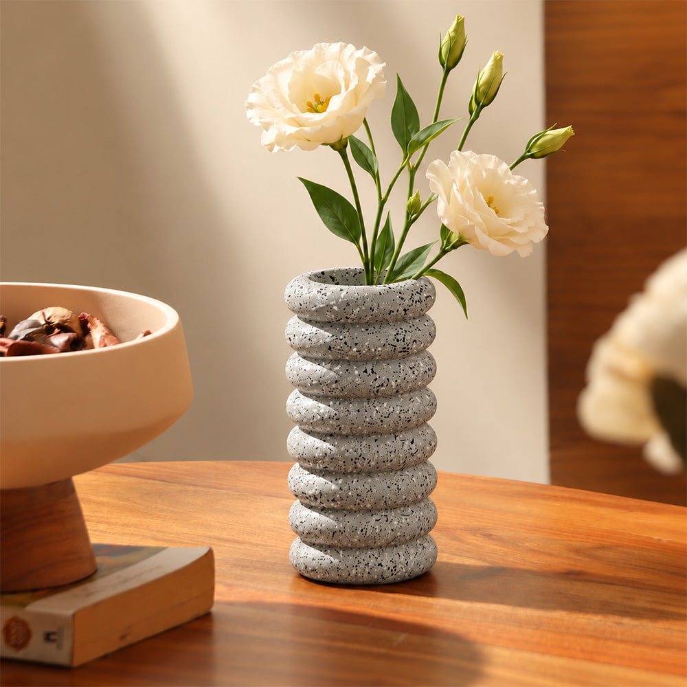 Strata Concrete Vase Small - Speckled Grey