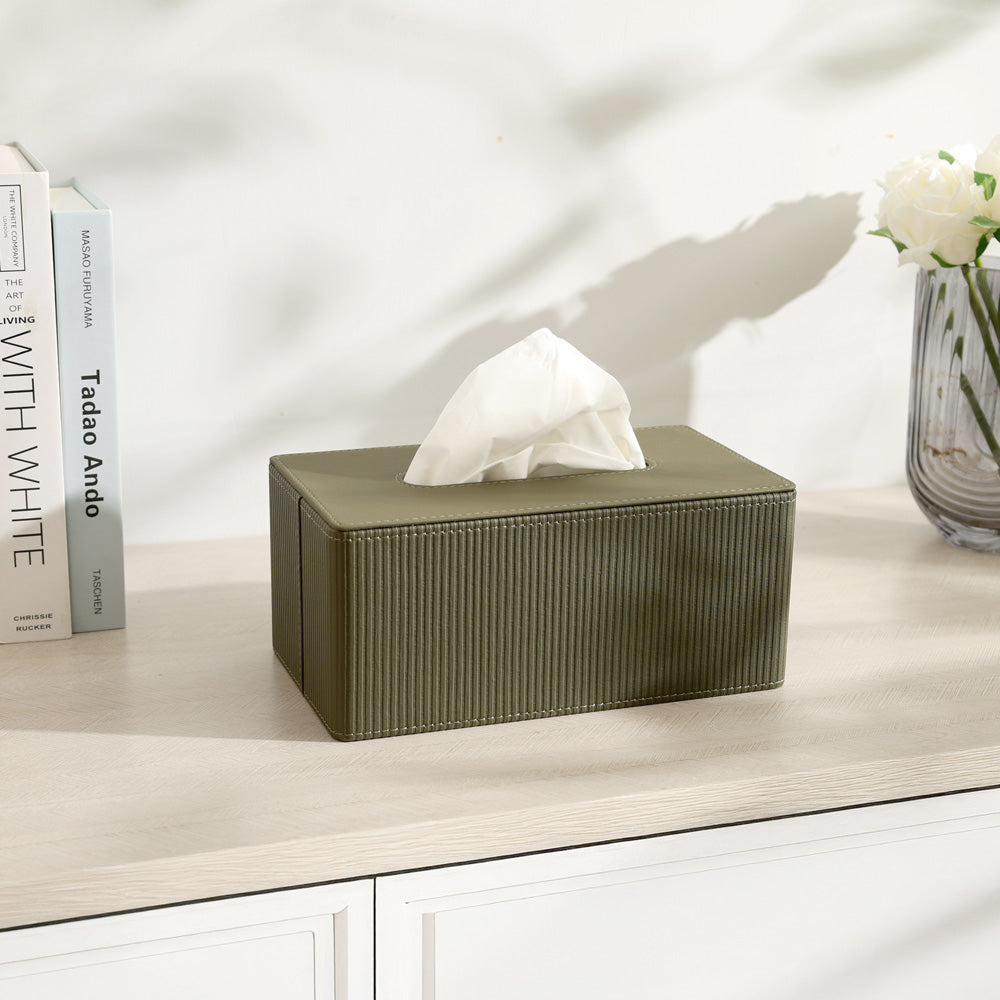 Streak Tissue Box Holder - Olive