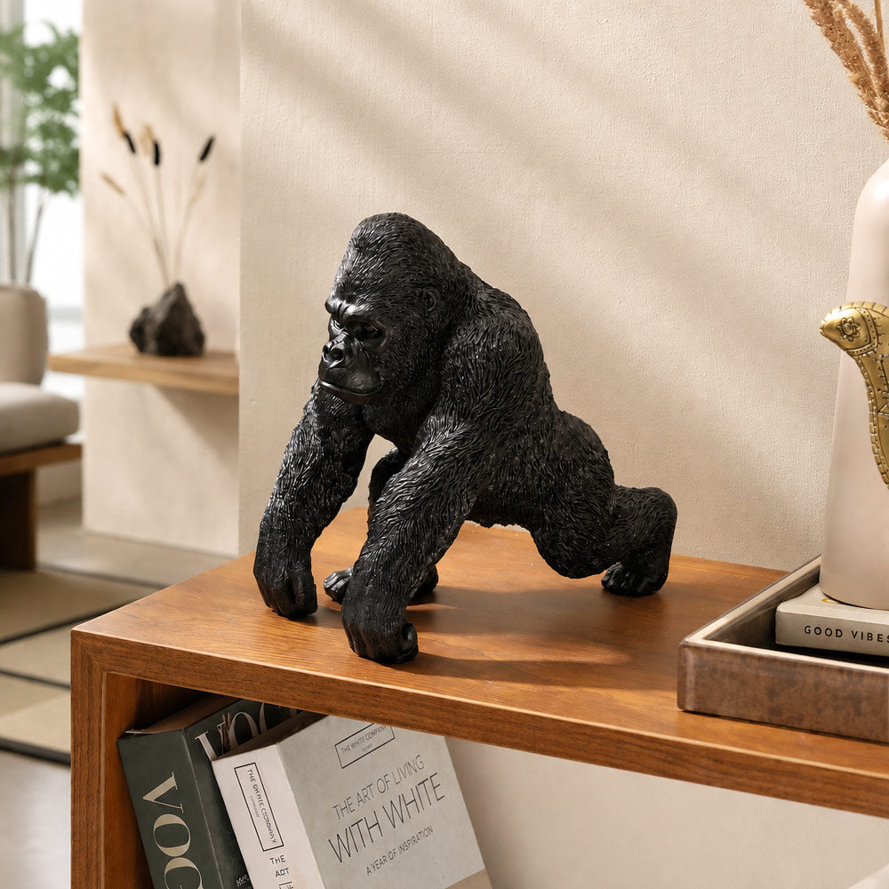 Striding Gorilla Sculpture - Black Brown