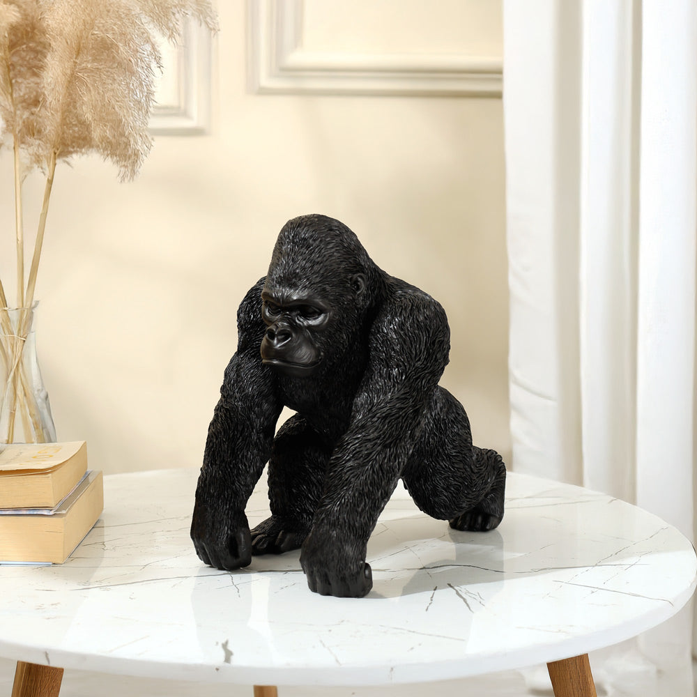 Striding Gorilla Sculpture - Black Brown