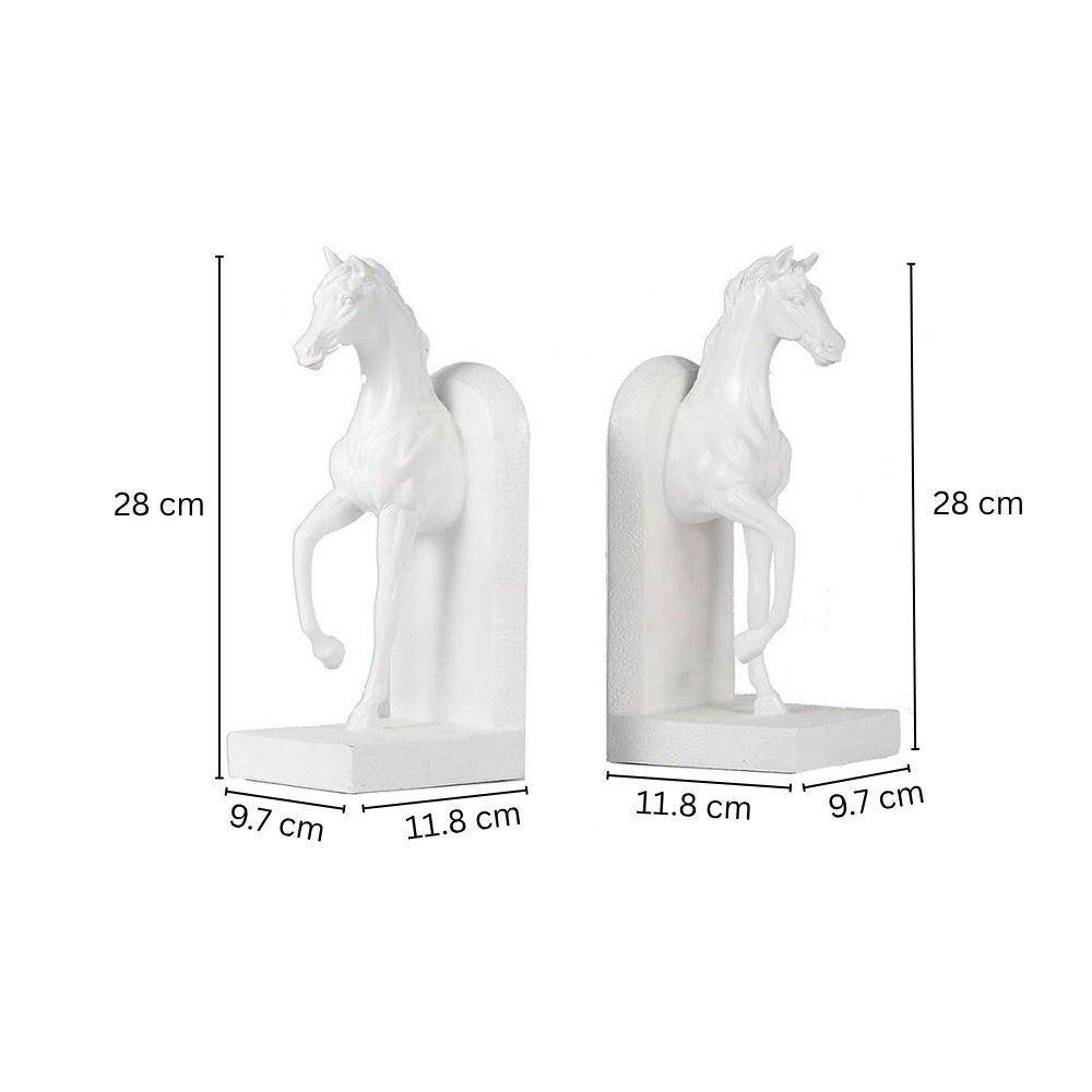 Striding Horses Bookends, Set of 2 - White